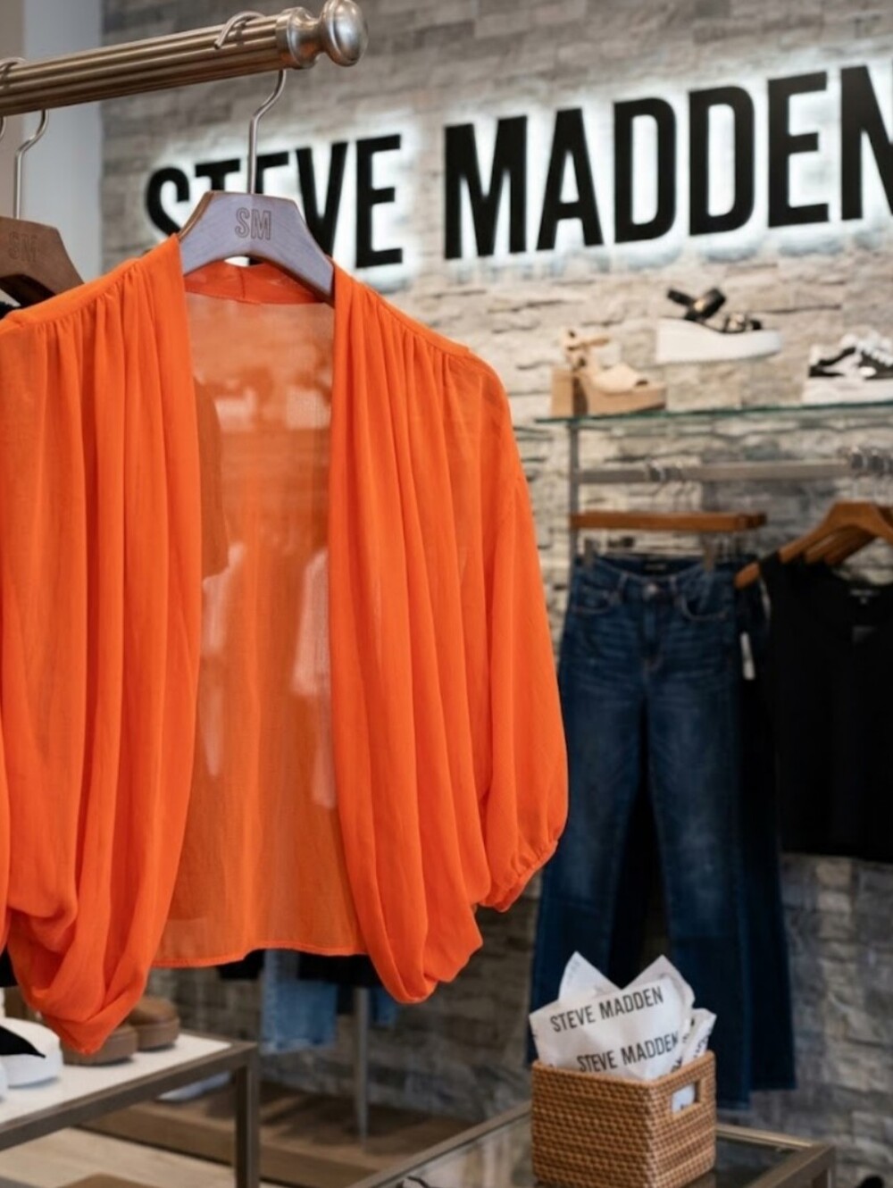 Steve Madden Bright Orange Sheer Draped Camisole